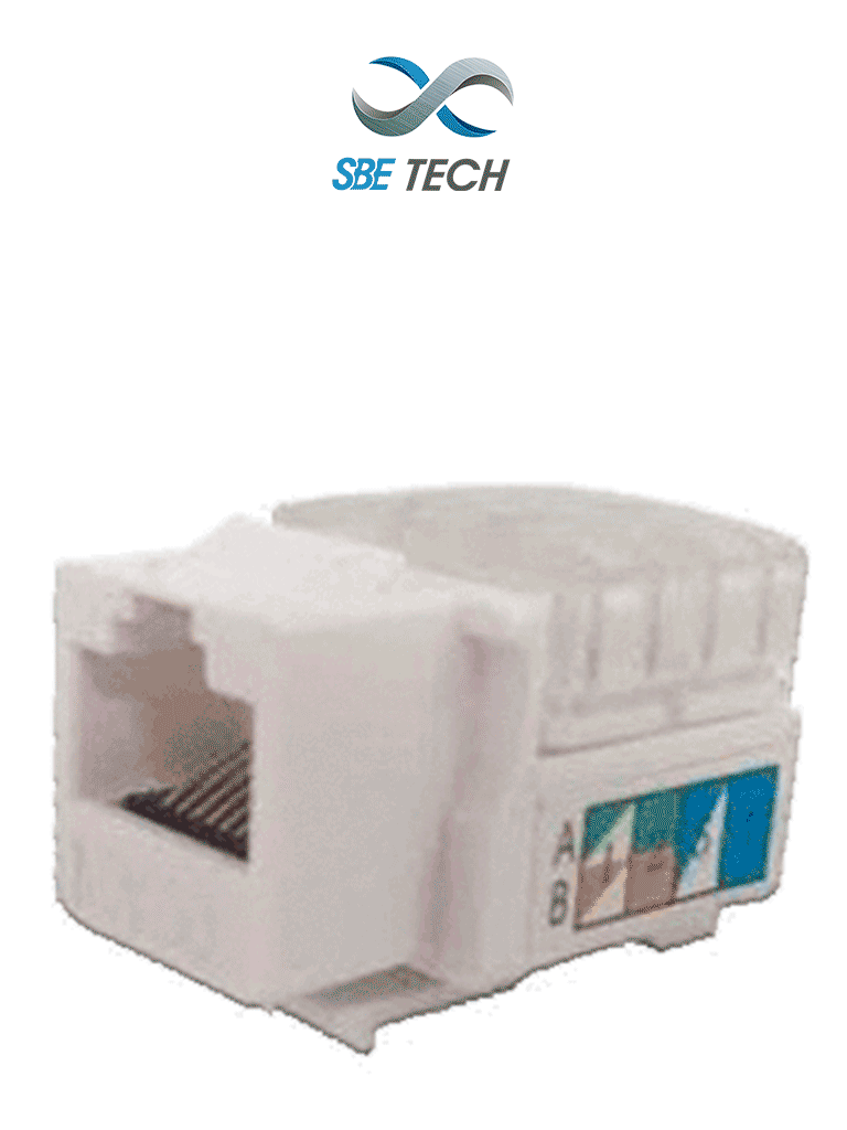 [SBT1610001] SBETECH JACKC6WT- Módulo jack keystone RJ45, 8 hilos, CAT 6, compatible con calibres AWG 22-26, color blanco