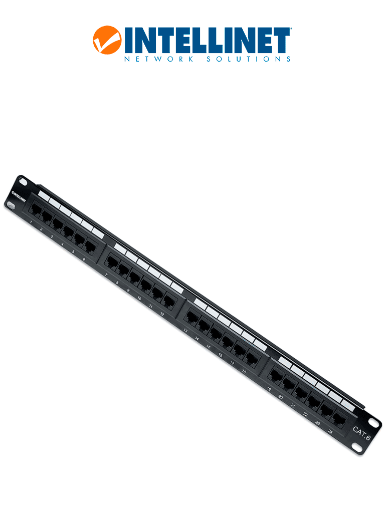 [ITL1620003] INTELLINET 520959 - Panel de parcheo Cat6 de 24 puertos, UTP, 1UR.