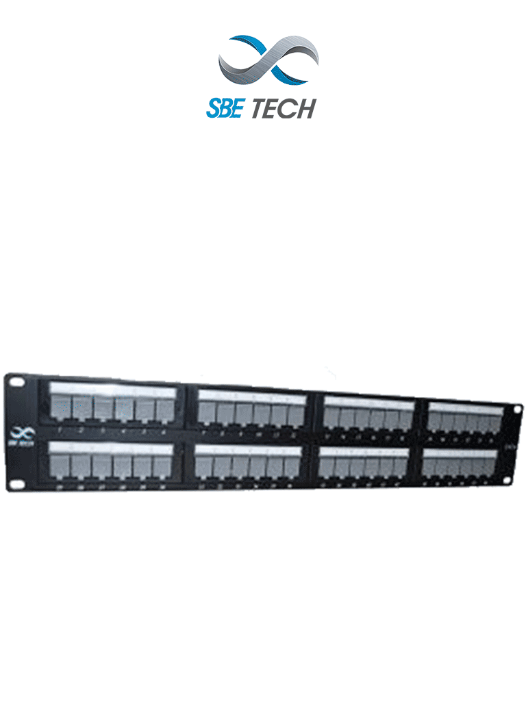 [SBT1620003] SBETECH PPC648P - Panel de parcheo categoría 6 con 48 puertos, cumple con los estándares ANSI/TIA 568-C.2 e ISO 11801 2a Edición, y es producto certificable